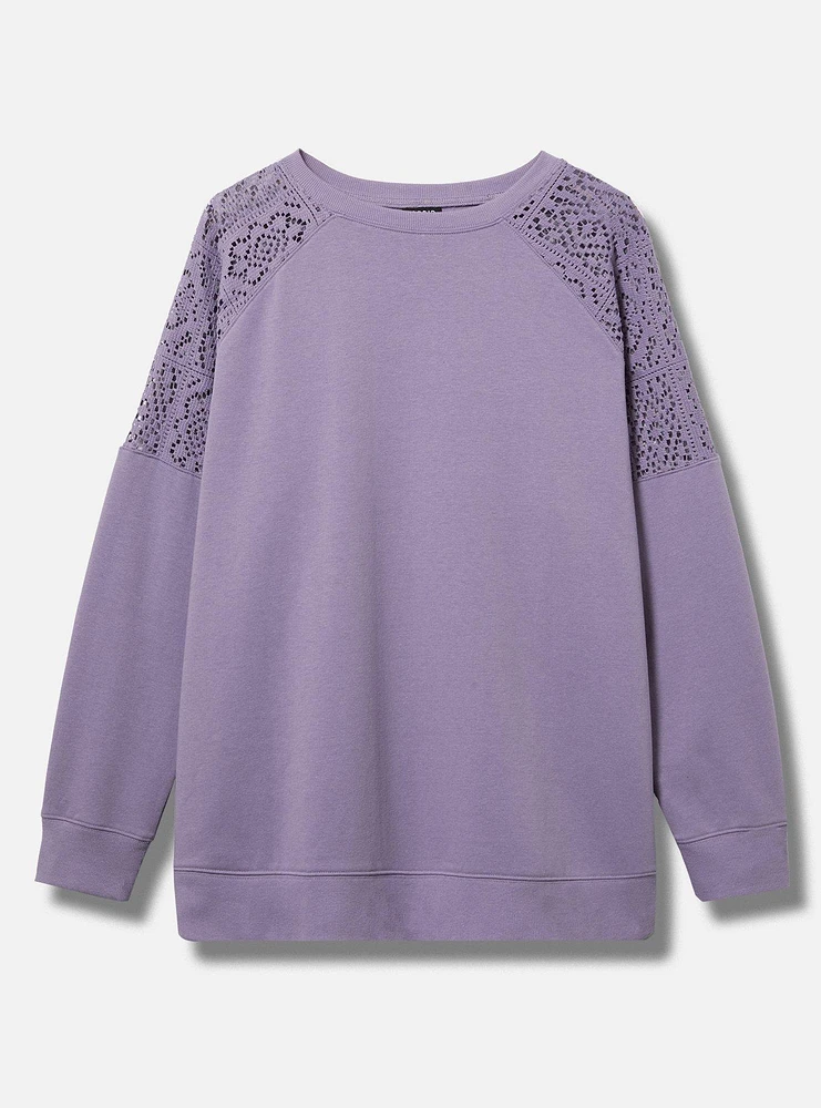 Crochet Shoulder Crew Sweatshirt