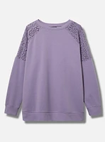 Crochet Shoulder Crew Sweatshirt