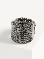 Rhinestone Hematite Statement Ring