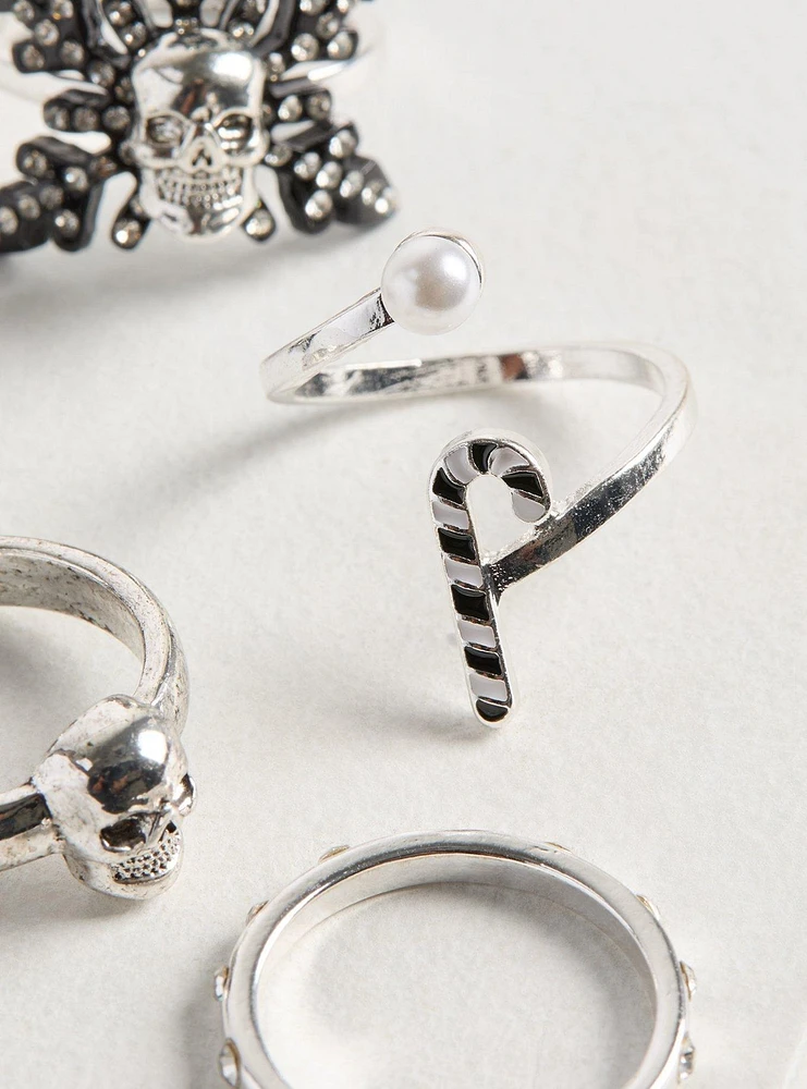 Skull Snowflake Stackable Ring Set