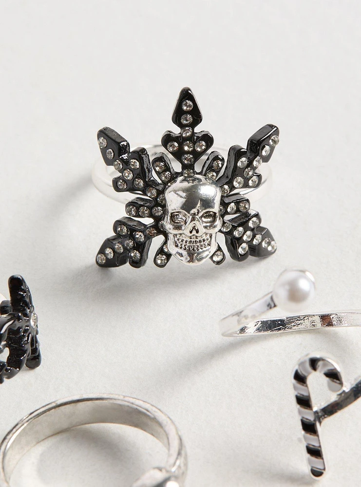 Skull Snowflake Stackable Ring Set