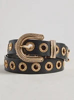 Grommet Denim Belt