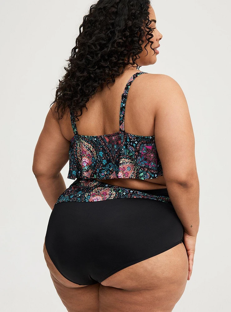 Asymmetrical Wrap Skirted Swim Brief