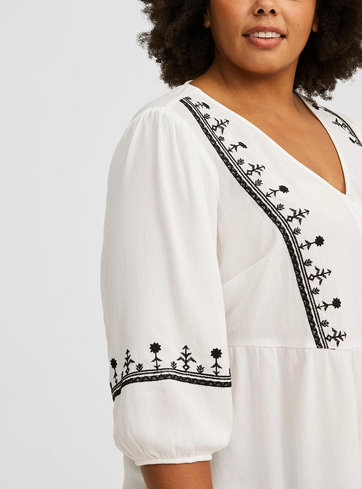 Long Sleeve Embroidered Blouse