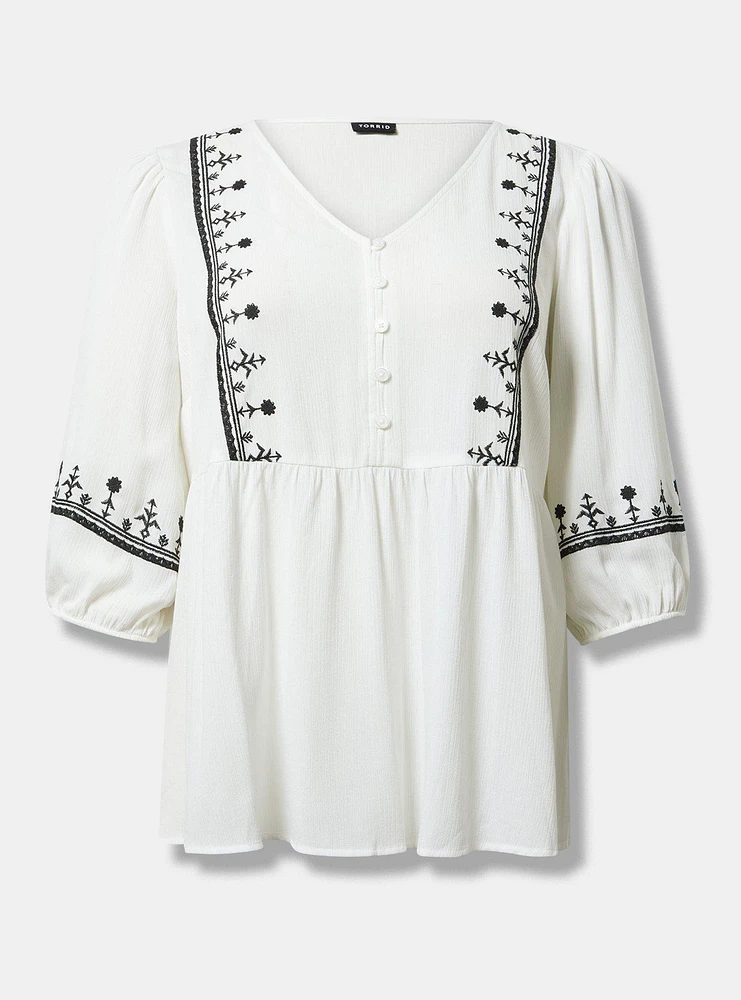 Long Sleeve Embroidered Blouse