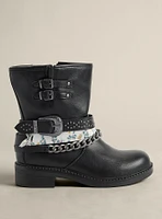 Buckle Chain Moto Bootie (WW