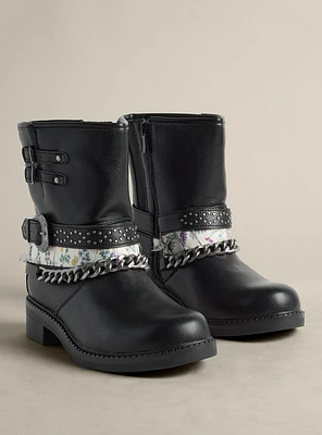 Buckle Chain Moto Bootie (WW