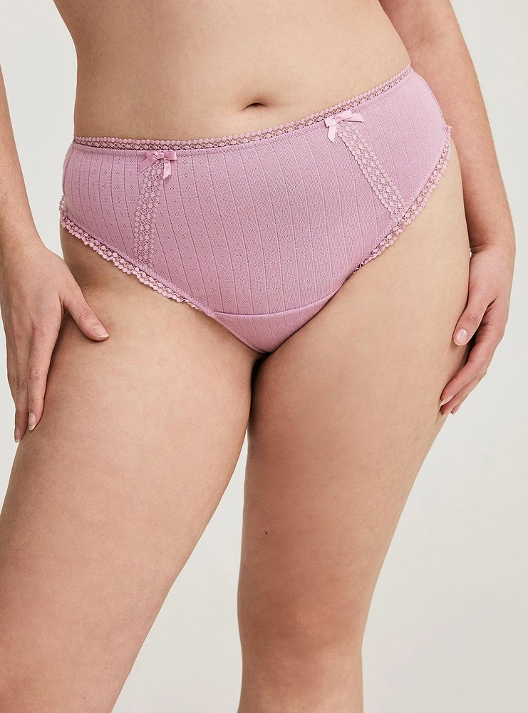 Pointelle Cotton Thong Panty