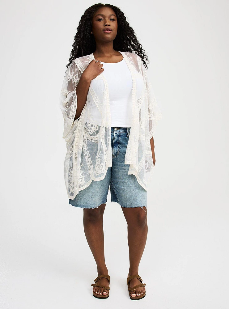 Mesh Embroidered Ruana