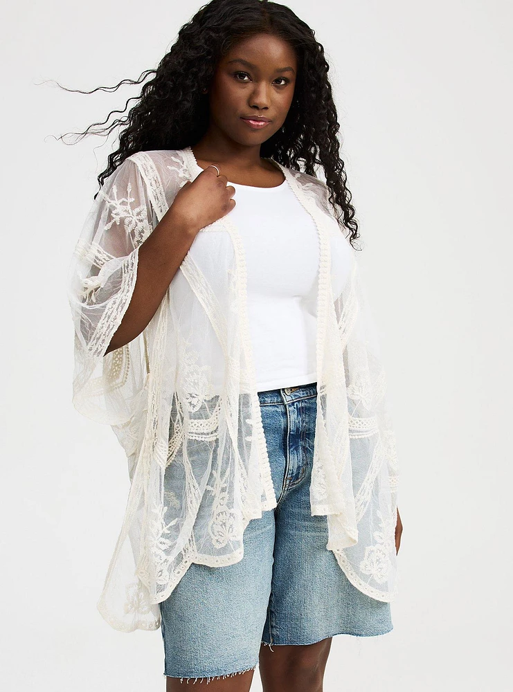 Mesh Embroidered Ruana
