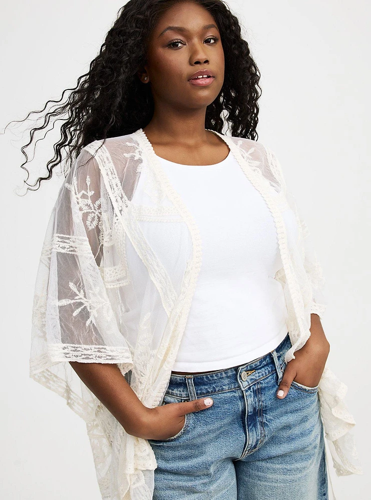 Mesh Embroidered Ruana