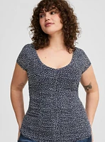 Stretch Mesh Shirred Top