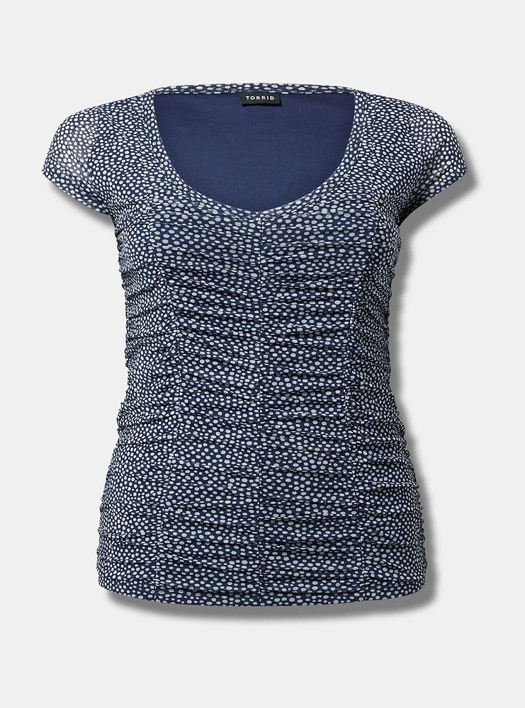 Stretch Mesh Shirred Top