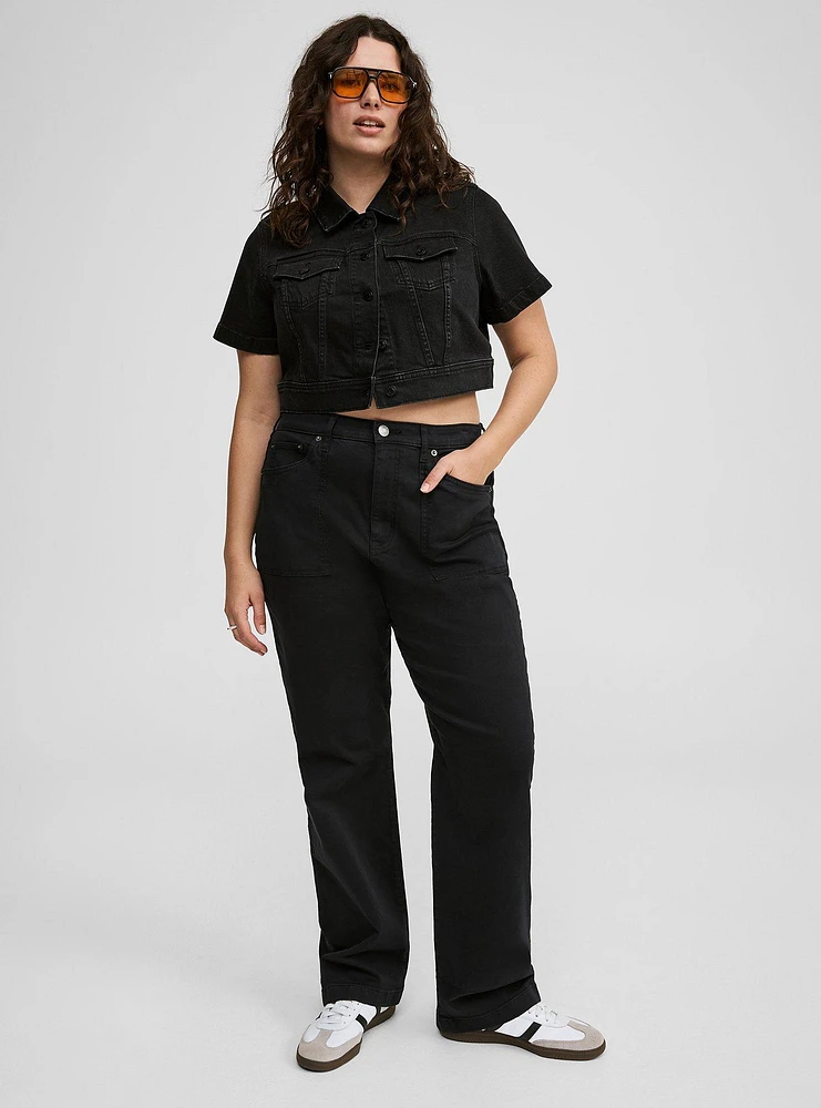 Denim Short Sleeve Cropped Trucker