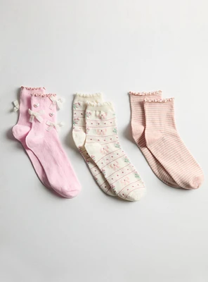 3-Pack Bow Ankle Socks