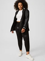 Faux Leather Sleeve Varsity Blazer