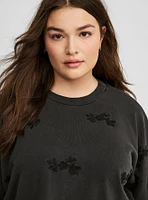 Crew Embroidered Crop Pullover