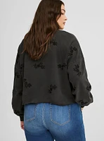 Crew Embroidered Crop Pullover