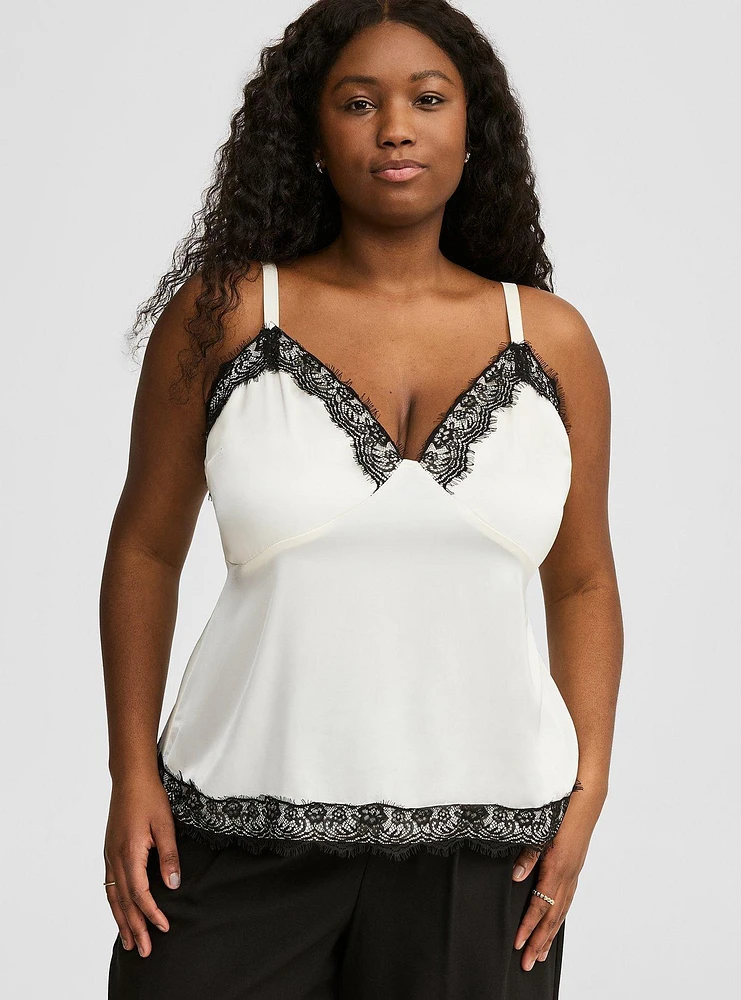 Satin Lace Trim Cami