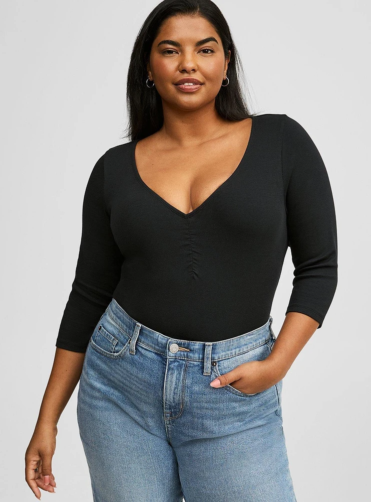 Ribbed V-Neck Top