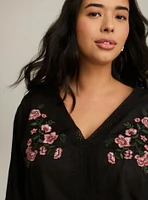 Festi Embroidered Popover Top