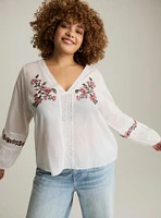 Festi Embroidered Popover Top