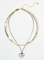 Heart Cord Layered Necklace