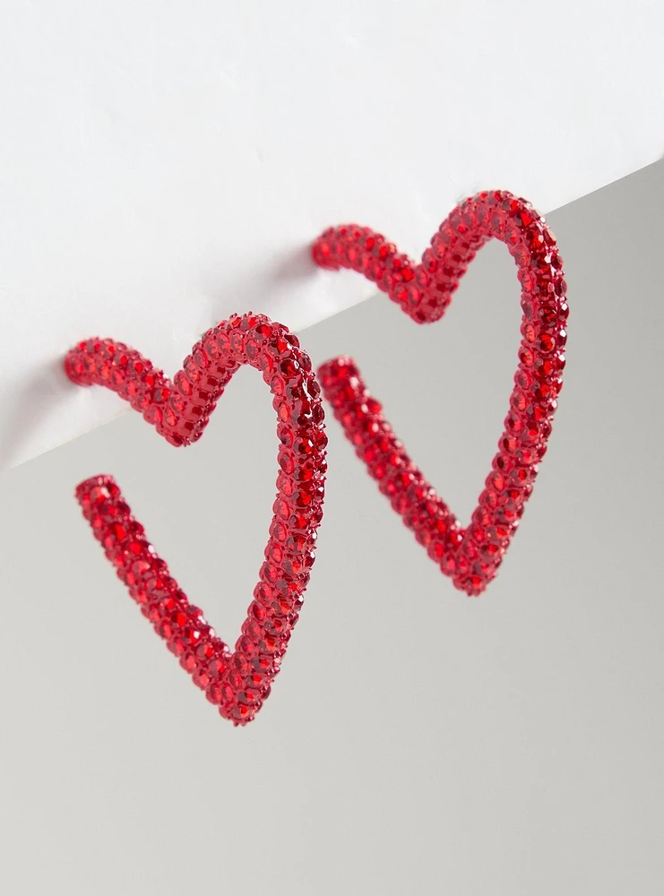 Pave Heart Hoop Earring