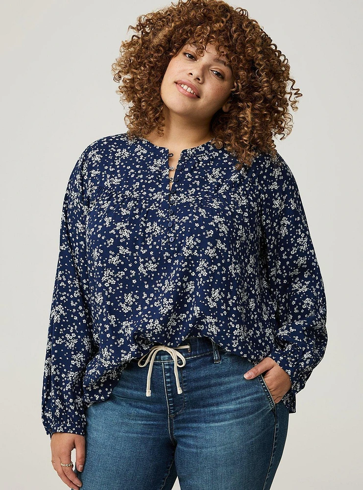 Challis Relaxed Long Sleeve Blouse