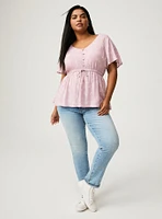 Babydoll Challis Flutter Sleeve Top