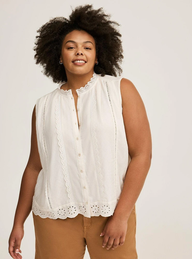 Eyelet Hem Challis Top