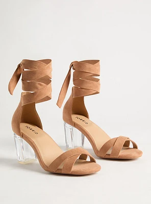 Strappy Ankle Wrap Lucite Heel (WW