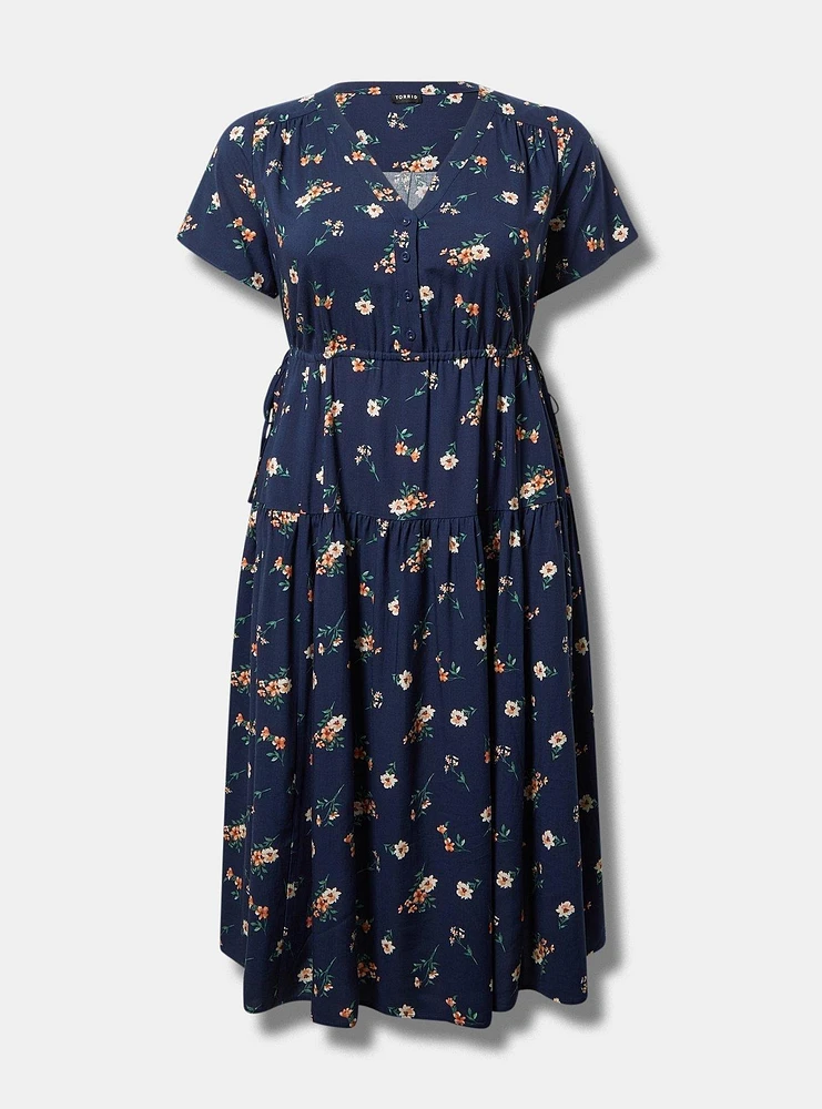 A-Line Midi Challis Dress