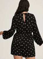 Long Sleeve Surplice Romper