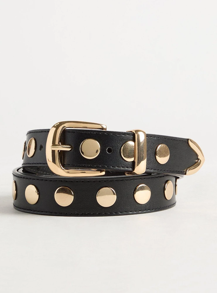 Studded Denim Belt