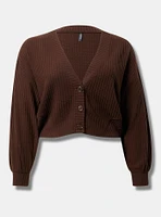 Crop Waffle Rib Cardigan