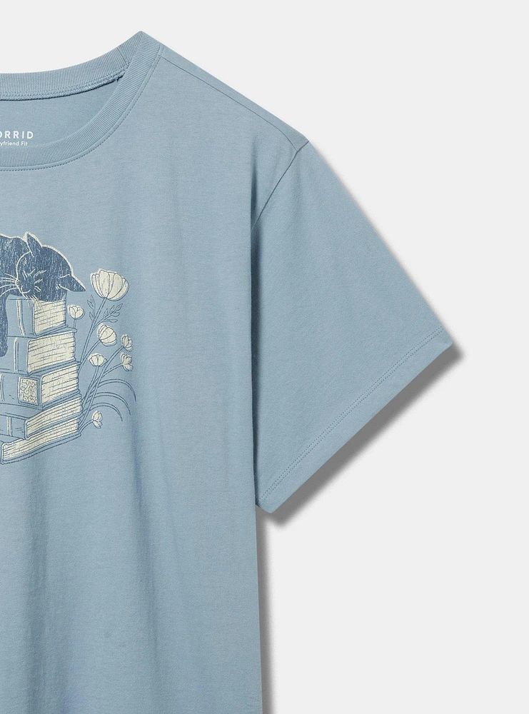Cat And Books Relaxed Tee