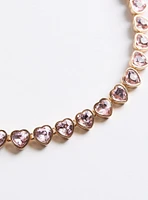 Rhinestone Heart Linear Necklace