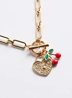 Cherry Heart Link Necklace