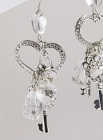 Heart Lock Charms Statement Earrings