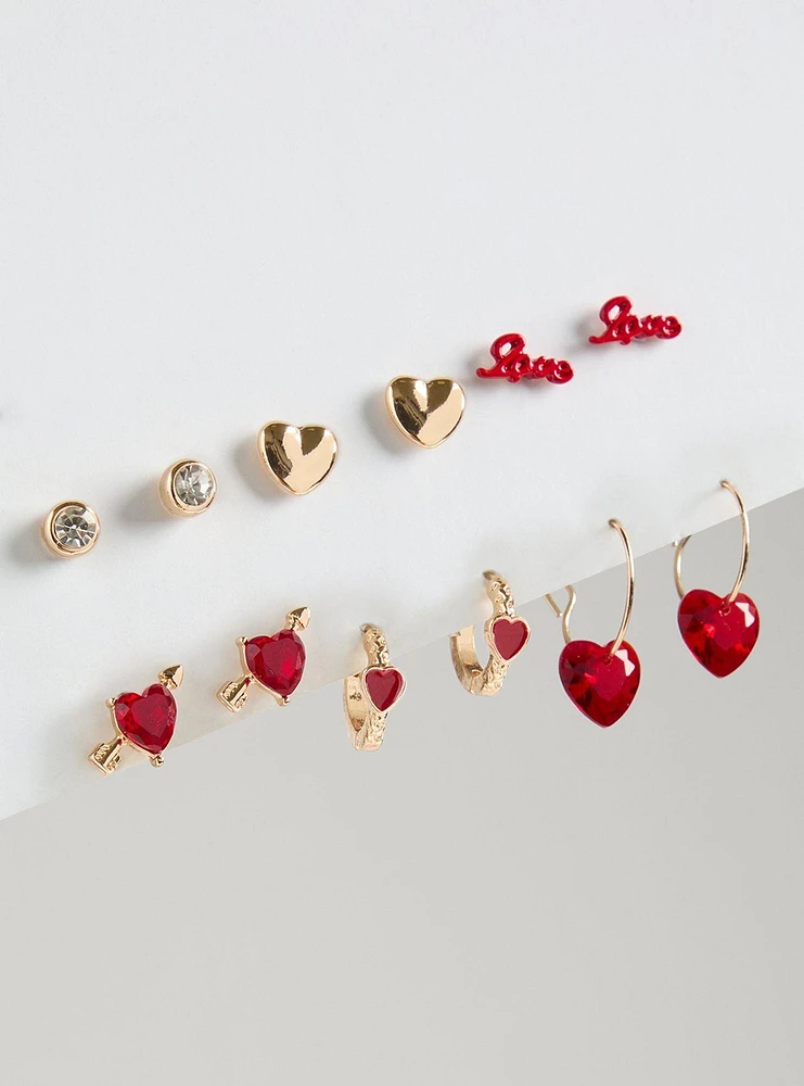 Love Heart Earring Set of 6