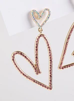 Double Heart Pave Statement Earrings