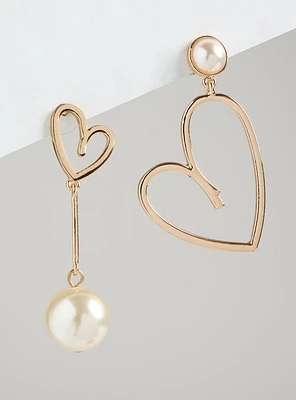 Pearl Mismatch Heart Earring