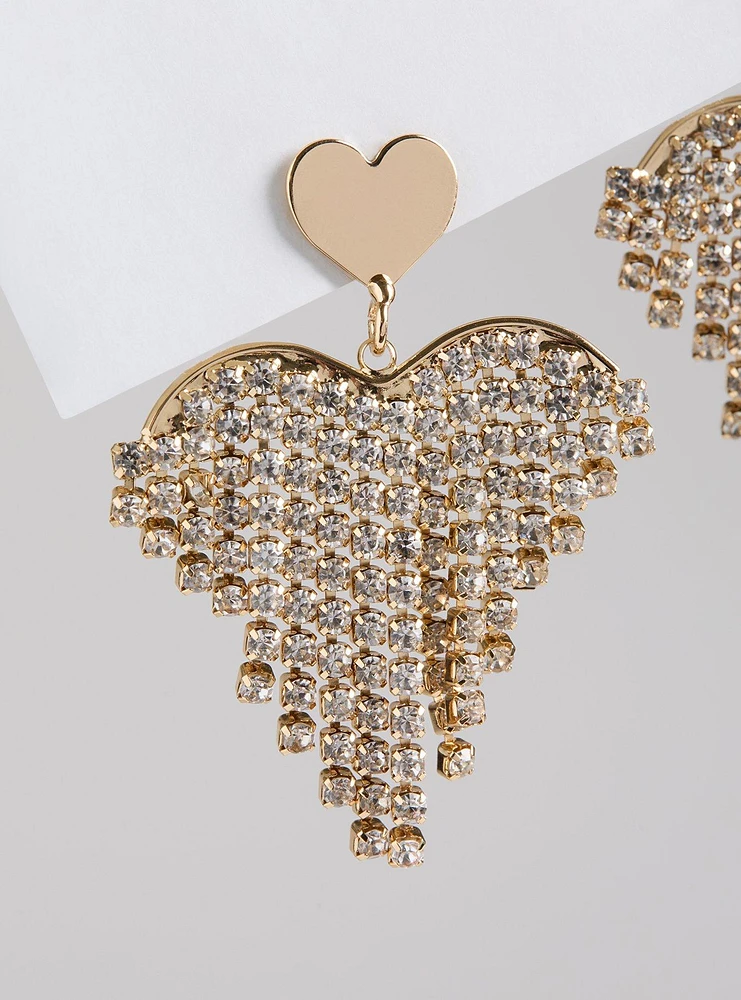 Heart Rhinestone Statement Earring