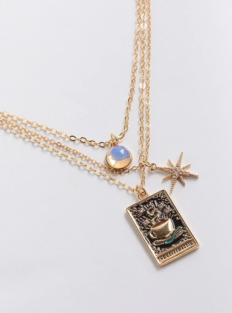 Coffee Addict Tarot Layered Necklace