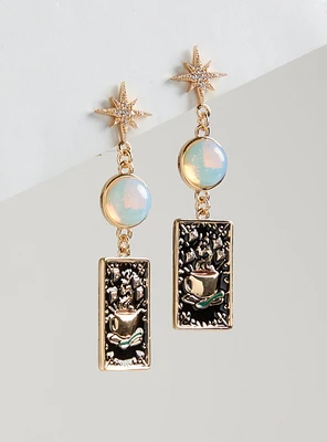 Coffee Addict Tarot Statement Earring