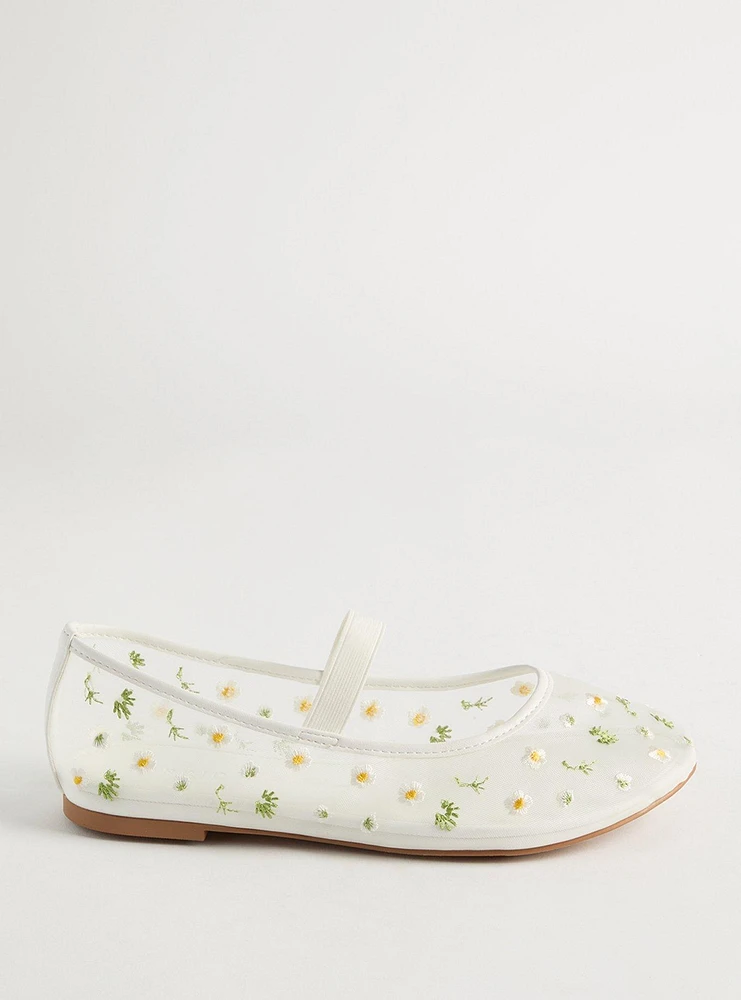 Floral Mesh Mary Jane Flat (WW