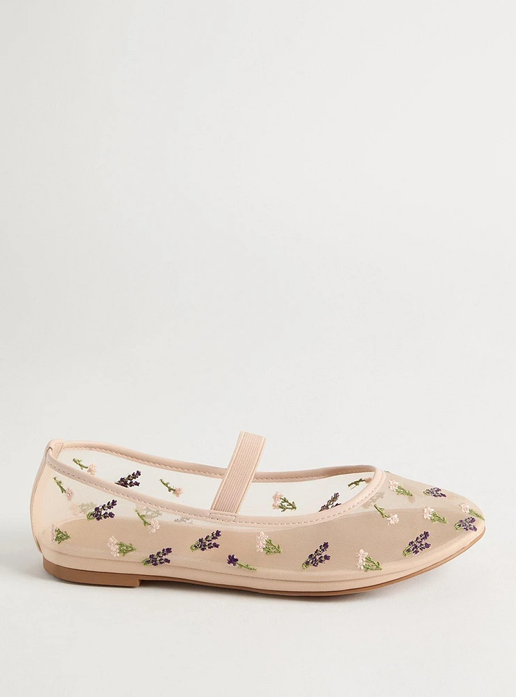 Floral Mesh Mary Jane Flat (WW