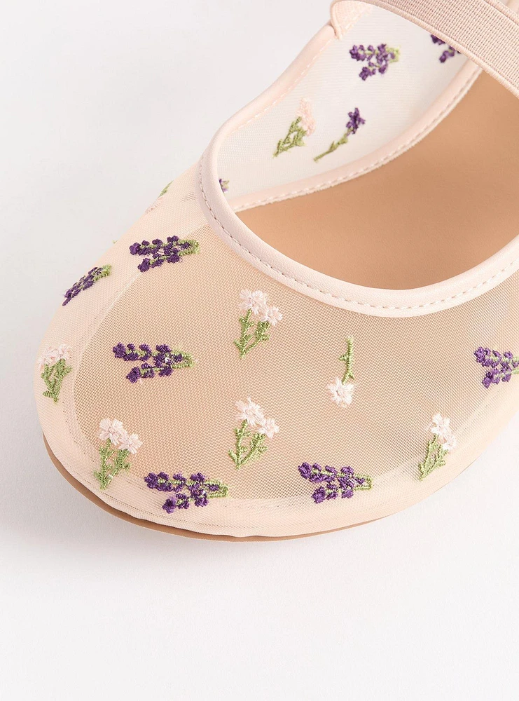 Floral Mesh Mary Jane Flat (WW