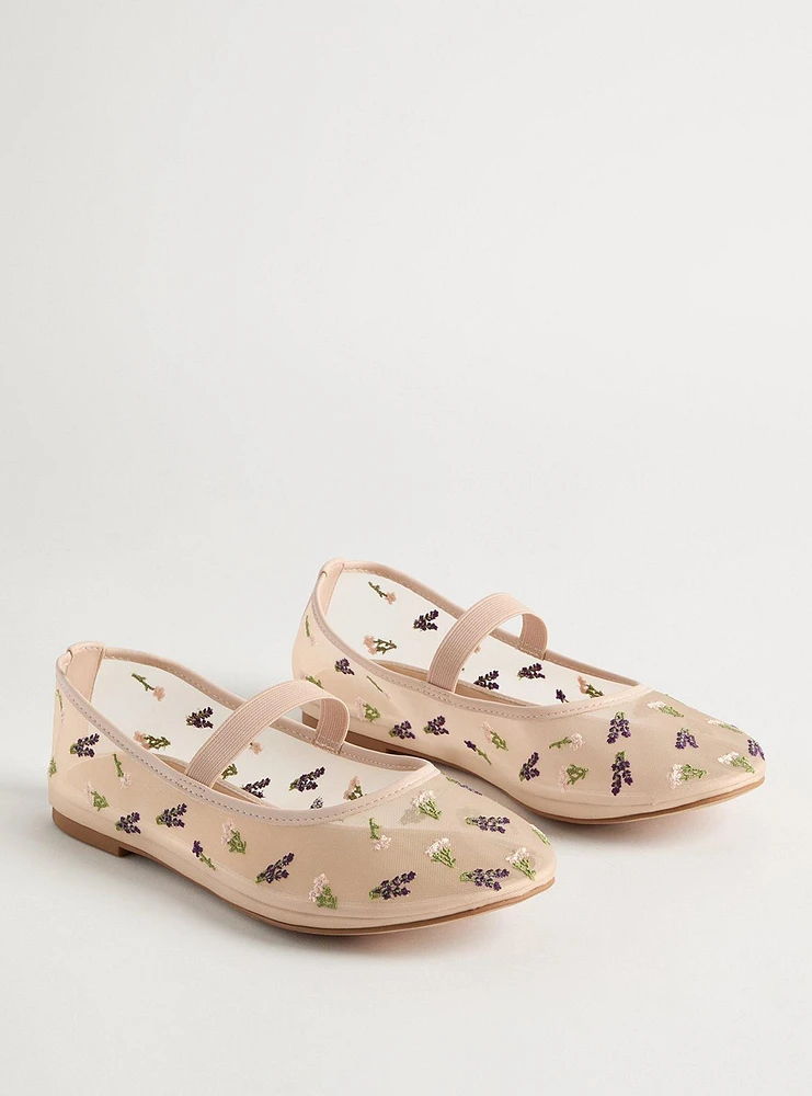 Floral Mesh Mary Jane Flat (WW